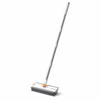 Snofrid Floor Scrub Brush, 3 in 1 Floor Scrub Brush with 54-In Adjustable Long Handle and Scraper Heavy Duty Stiff Bristle Floor Scrubber for Cleaning Shower Bathroom Kitchen Patio Garage Pool Wall and Deck, Orange&White