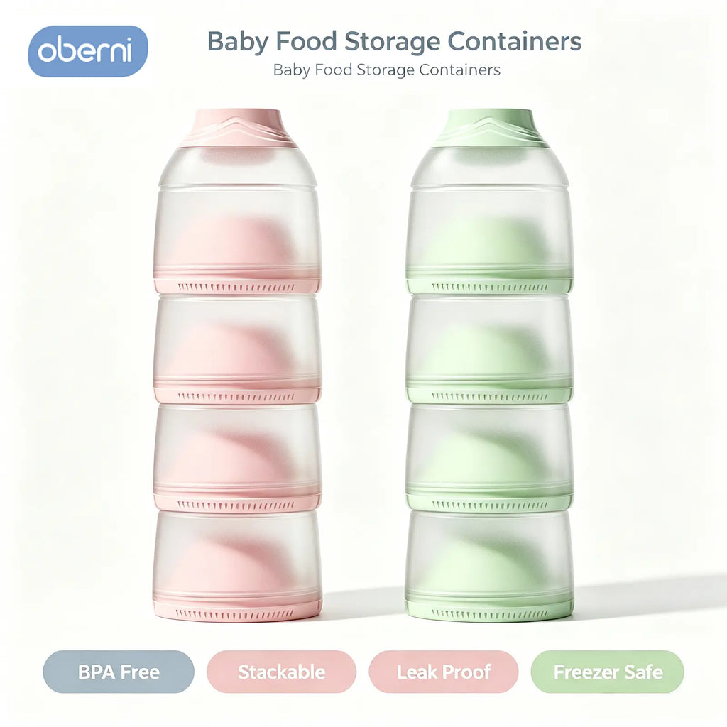 Oberni 4-Layer Stackable Formula Dispenser, Leakproof Plastic Container and Canister, Compact Bottle Storage Organizer for Baby Travel, Bpa-Free