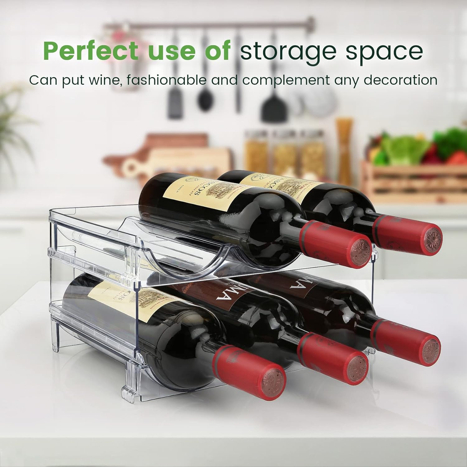 Water Bottle Organizer for Cabinet, Water Bottle Storage Organizer, 2 Packs Water Bottle Storage Rack, Water Bottle Holder for Cabinet, Stackable Water Bottle Storage Rack | 2 Packs Tumbler Organizer, Water Bottle Holder for Cabiner, Fridge, Kitchen, Desktop, Pantry